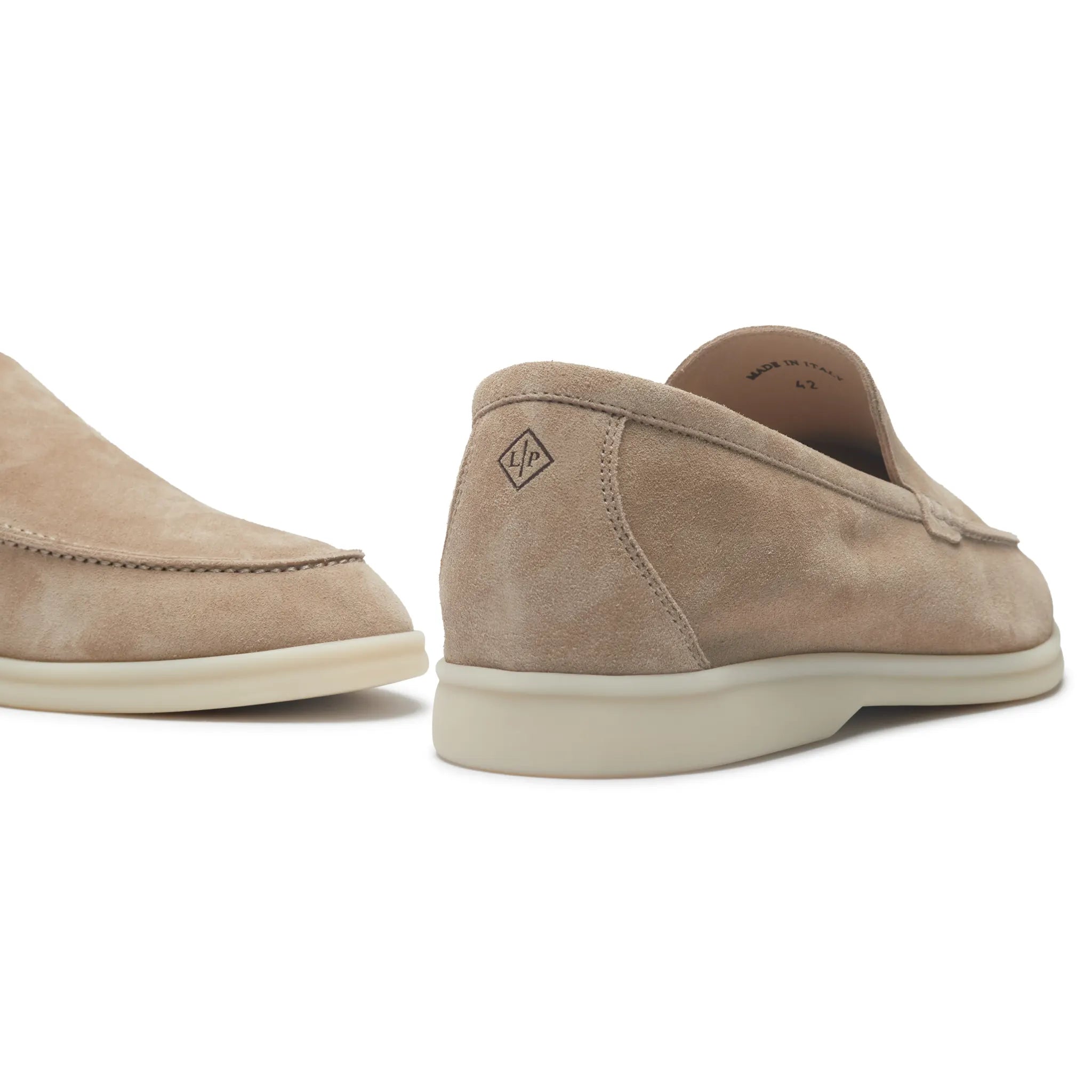 Back Side View of Loro Piana Summer Walk Suede Beige Corda Loafers FSM0023_H1EE